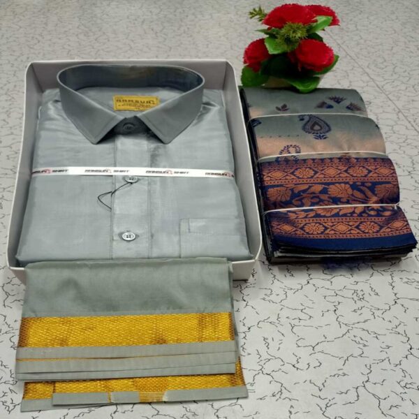 Ash Dhoti set and Saree